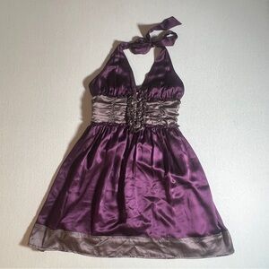 Vintage Silk ‘To The Max’ Y2K Purple Corset Halter Dress, Twilight Vibes, Size 6